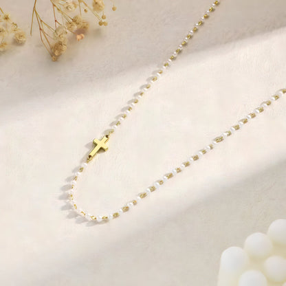 CROSS & PEARLS NECKLACE
